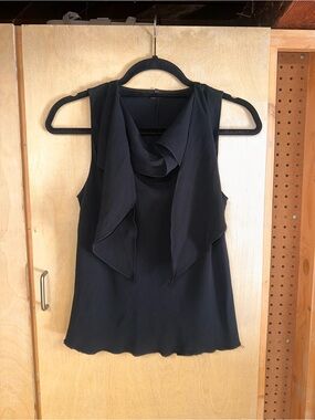 THE ROW Sleeveless Black Draped Neck Blouse - can tie in the back!